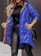 Sonia - Women's Quilted Long Parka with Drawstring Hem