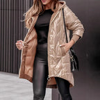 Sonia - Women's Quilted Long Parka with Drawstring Hem