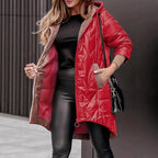 Sonia - Women's Quilted Long Parka with Drawstring Hem