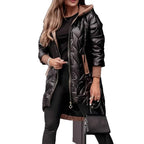 Sonia - Women's Quilted Long Parka with Drawstring Hem