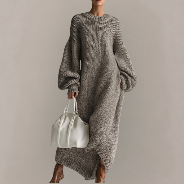 Tabitha - Women's Maxi Sweater Dress with Balloon Sleeves