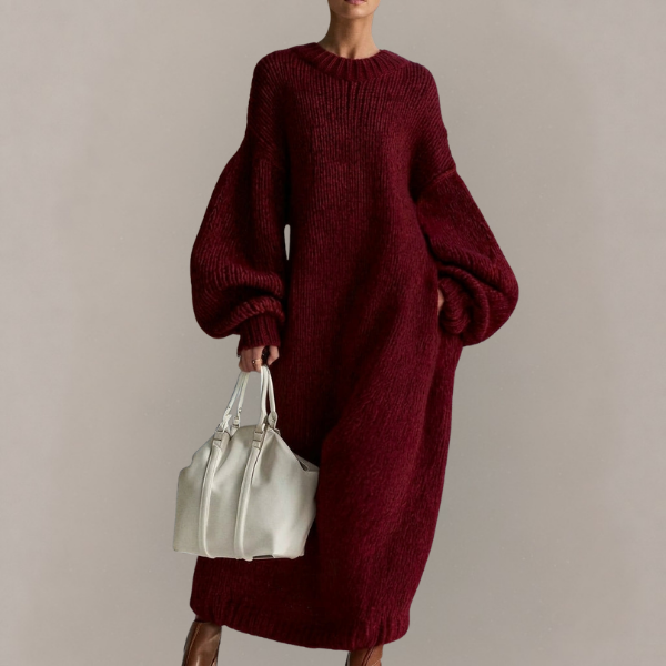 Tabitha - Women's Maxi Sweater Dress with Balloon Sleeves