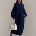 Tabitha - Women's Maxi Sweater Dress with Balloon Sleeves