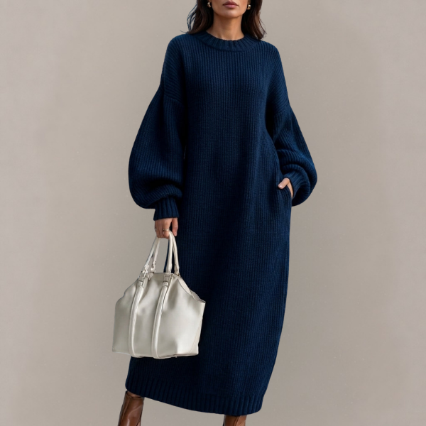 Tabitha - Women's Maxi Sweater Dress with Balloon Sleeves