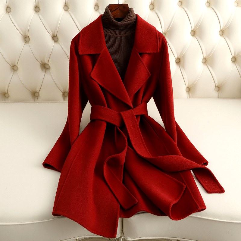 Tabitha - Women’s Belted Wrap Coat with Notched Lapel 2
