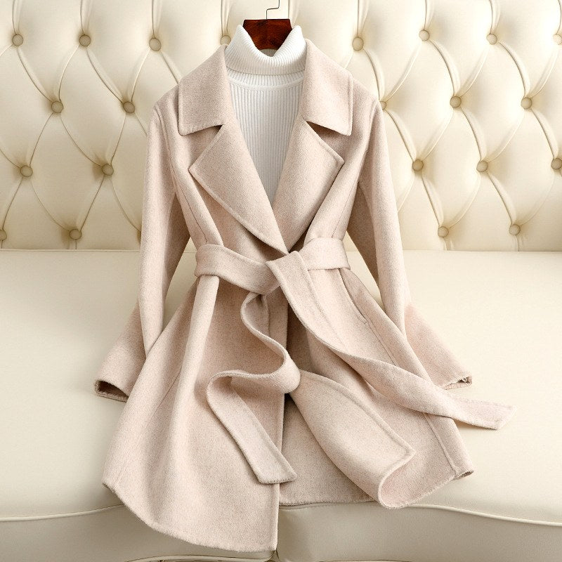 Tabitha - Women’s Belted Wrap Coat with Notched Lapel 4