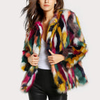 Tamsin - Women's Patchwork Faux Fur Open-Front Jacket