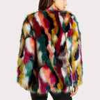 Tamsin - Women's Patchwork Faux Fur Open-Front Jacket