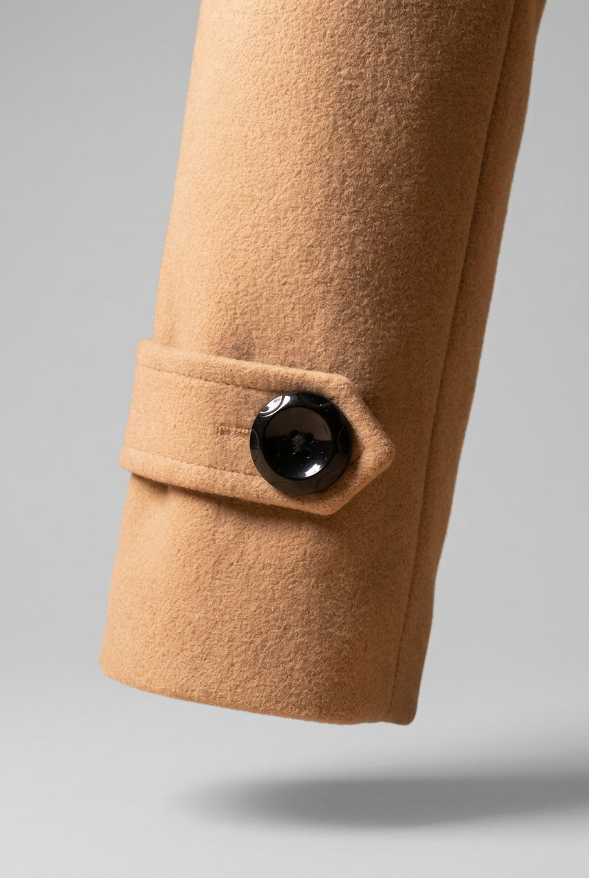 Tara - Women's Tapered Wool Coat with Faux-Fur Collar