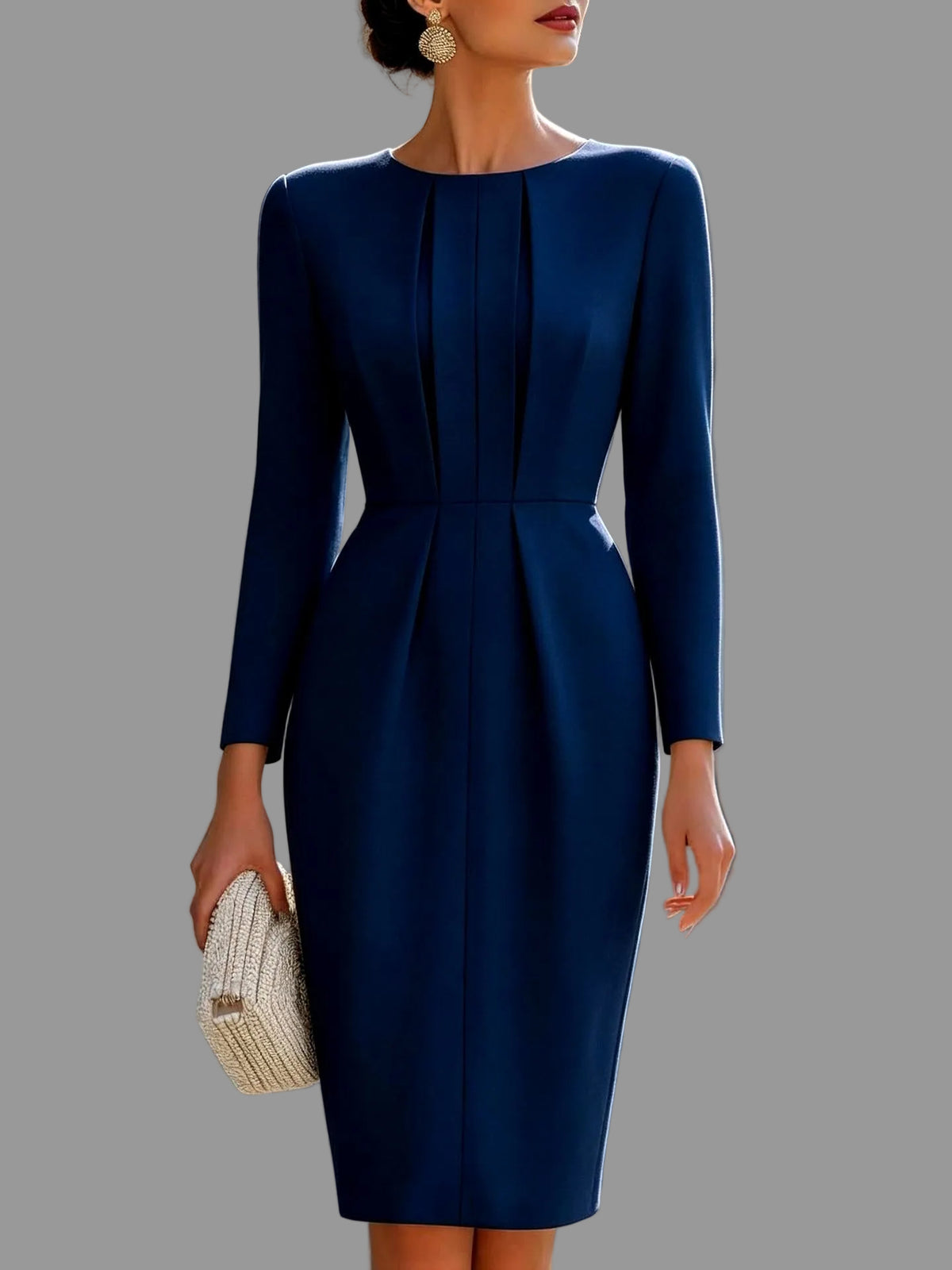 Tasha - Women's Pleated Front Fitted Dress 5