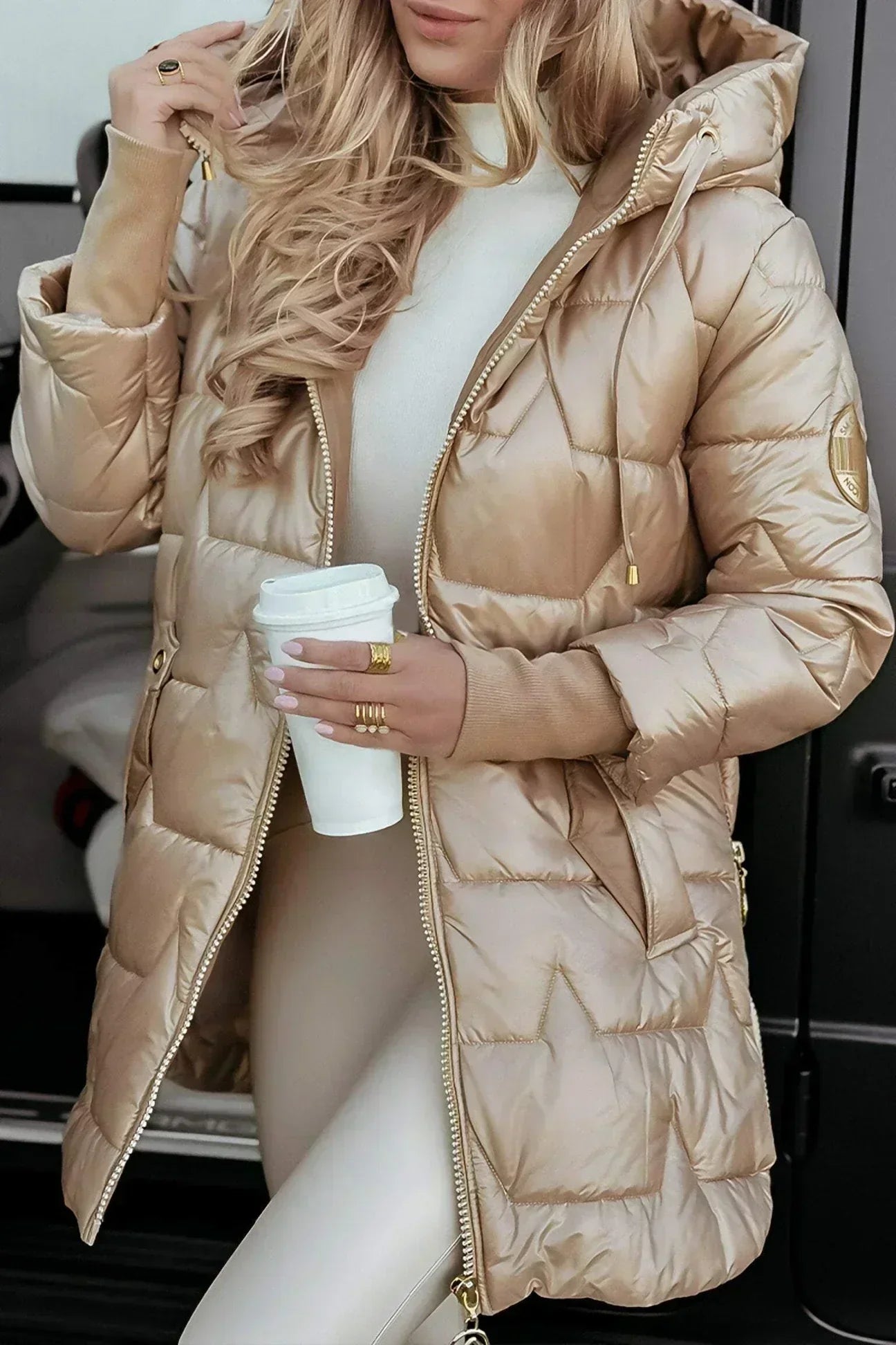 Tessa - Women's Long Quilted Puffer Jacket with Hood