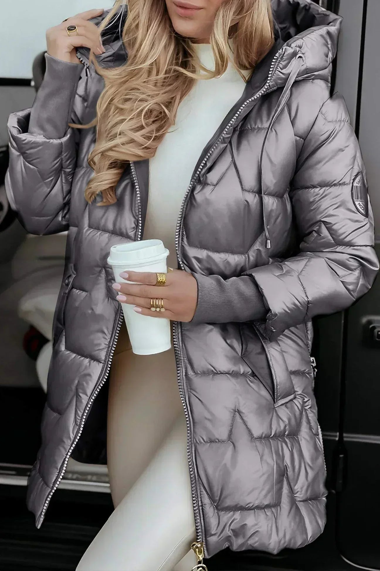 Tessa - Women's Long Quilted Puffer Jacket with Hood