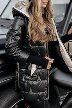 Tessa - Women's Long Quilted Puffer Jacket with Hood