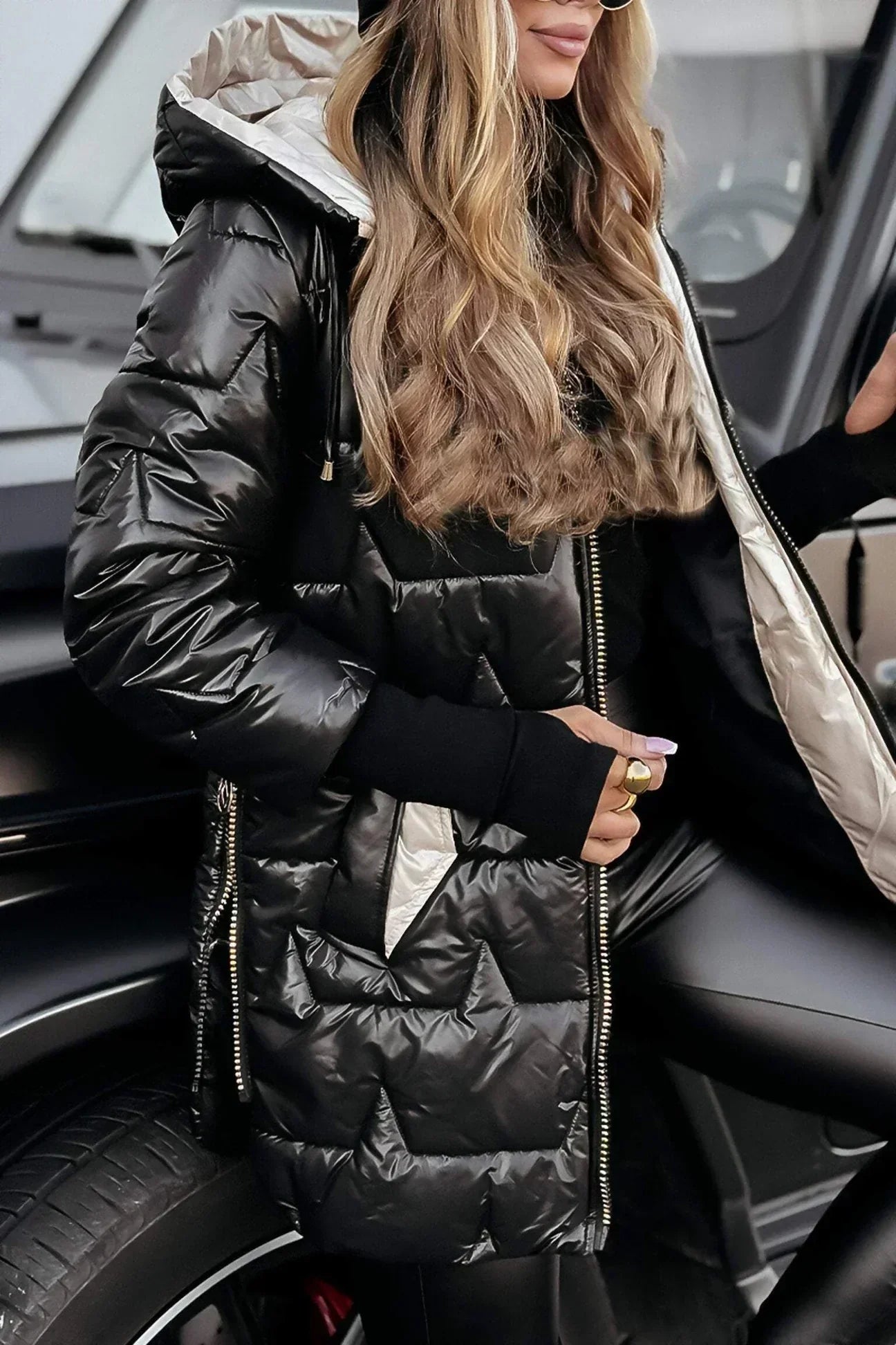 Tessa - Women's Long Quilted Puffer Jacket with Hood