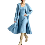 Thalia - Women's Scoop Neck Dress with Open Cardigan 3
