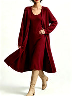 Thalia - Women's Scoop Neck Dress with Open Cardigan 5