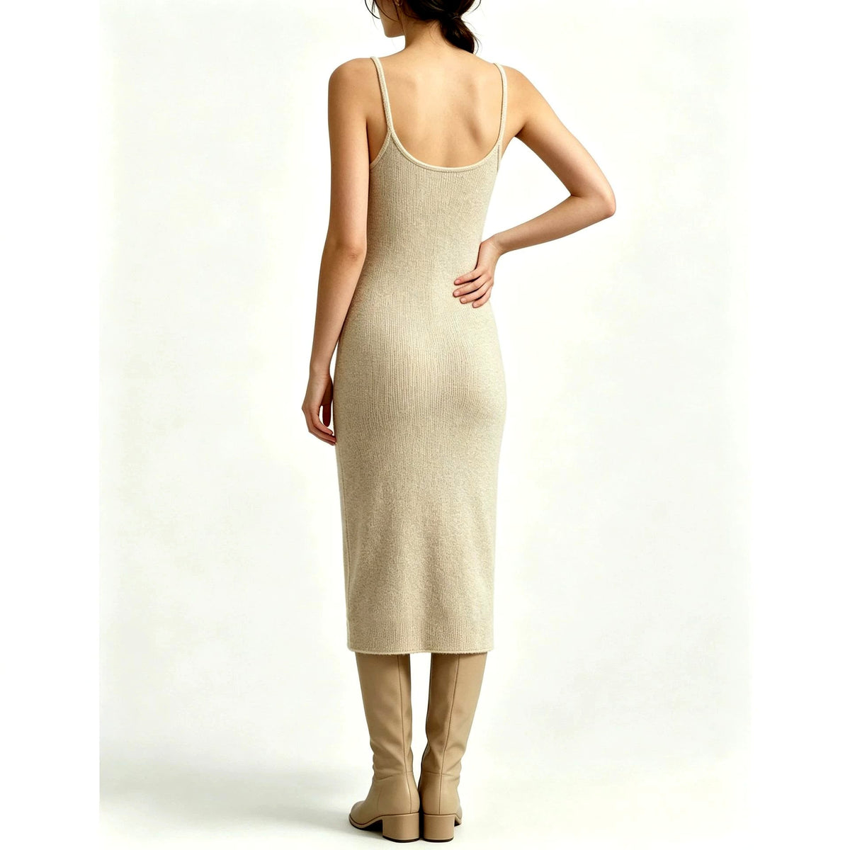 Thalia - Women's Scoop Neck Dress with Open Cardigan 8