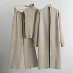 Thessaly - Women's 3-Piece Ribbed Mock-Neck Knit Set