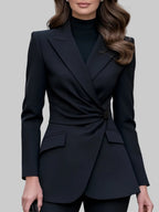Valentina - Women's Asymmetric Wrap-Front Tailored Blazer