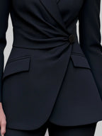 Valentina - Women's Asymmetric Wrap-Front Tailored Blazer