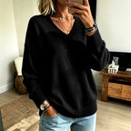 Valentina - Women's V-Neck Oversized Sweater 2