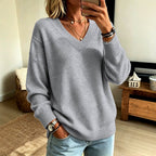 Valentina - Women's V-Neck Oversized Sweater 4