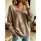 Valentina - Women's V-Neck Oversized Sweater 6
