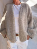 Vanessa - Women's Oversized Knit Cardigan with Ribbed Sleeves