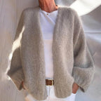 Vanessa - Women's Oversized Knit Cardigan with Ribbed Sleeves