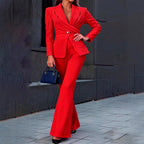 Vanessa - Women's Wrap Blazer and Flared Pants Set 4