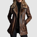 Venetia - Women's Burnished Leather Shearling-Collar Jacket