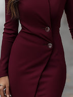 Venetia - Women's Wrap-Style Button-Front Midi Dress