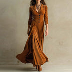 Venetian - Women's Button-Front Velvet Maxi Dress
