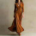 Venetian - Women's Button-Front Velvet Maxi Dress