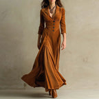 Venetian - Women's Button-Front Velvet Maxi Dress