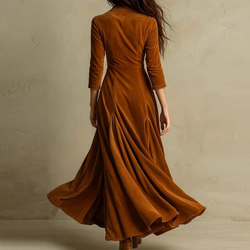 Venetian - Women's Button-Front Velvet Maxi Dress
