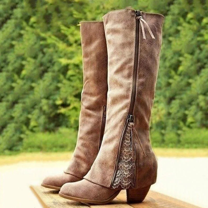 Vera - Women's Lace-Inset Western Boots
