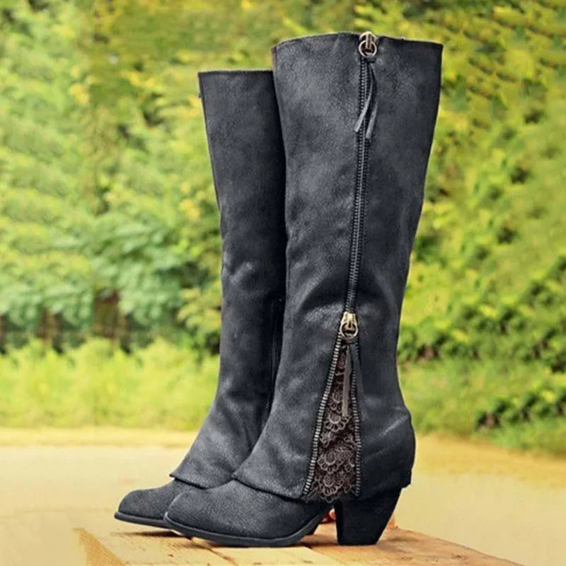 Vera - Women's Lace-Inset Western Boots