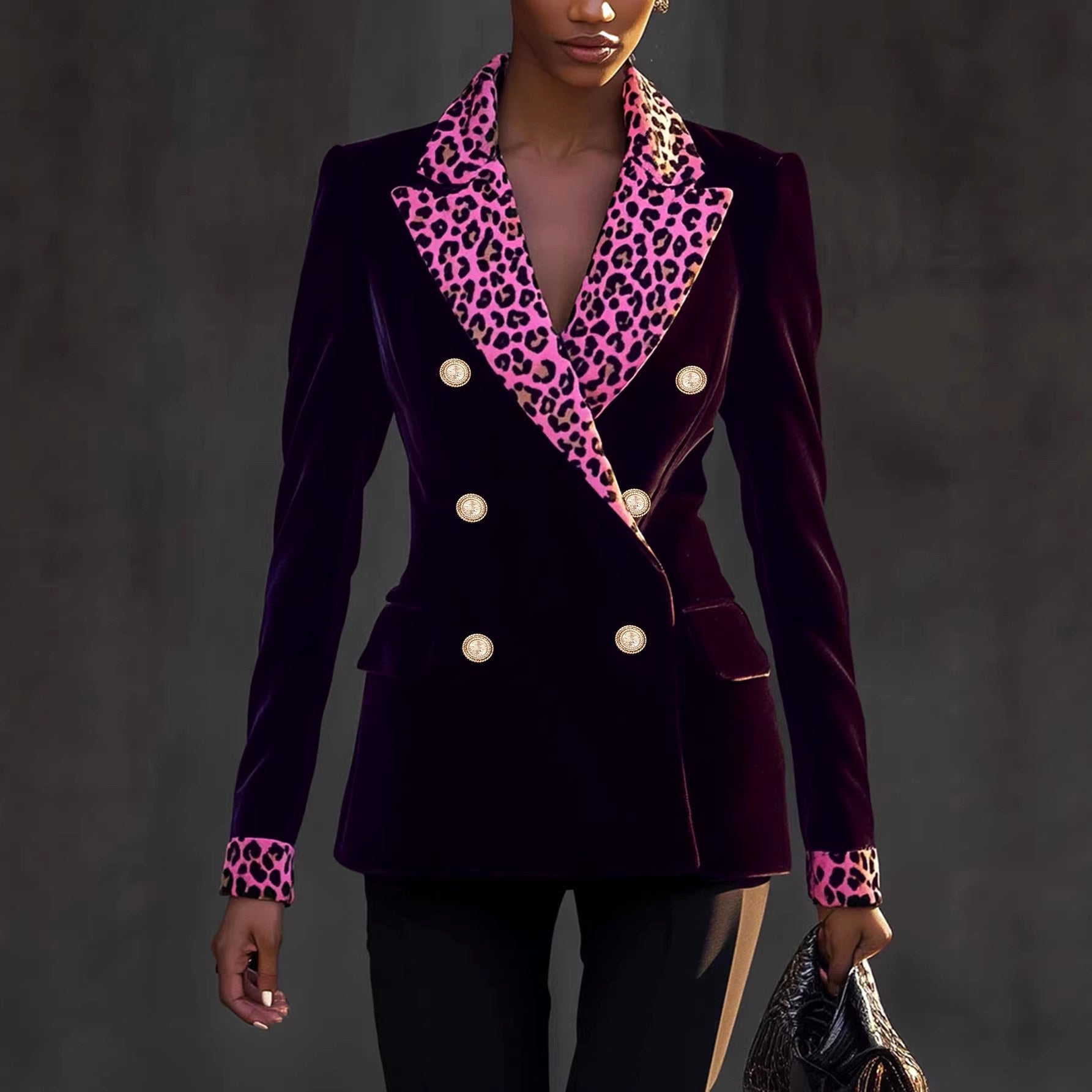Vera - Women's Leopard Print Slim Fit Blazer Jacket 2