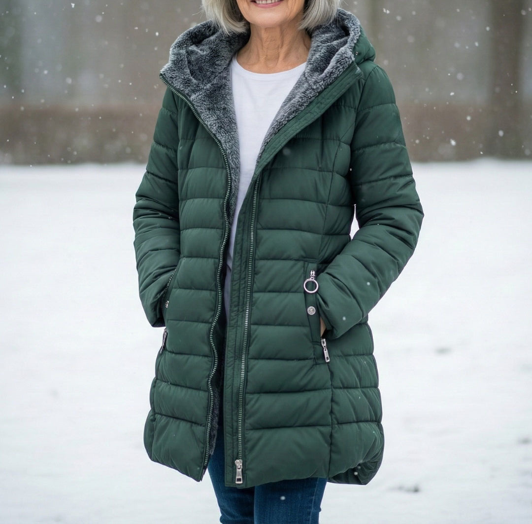 Victoria - Women's Quilted Puffer Coat with Fleece-Lined Hood