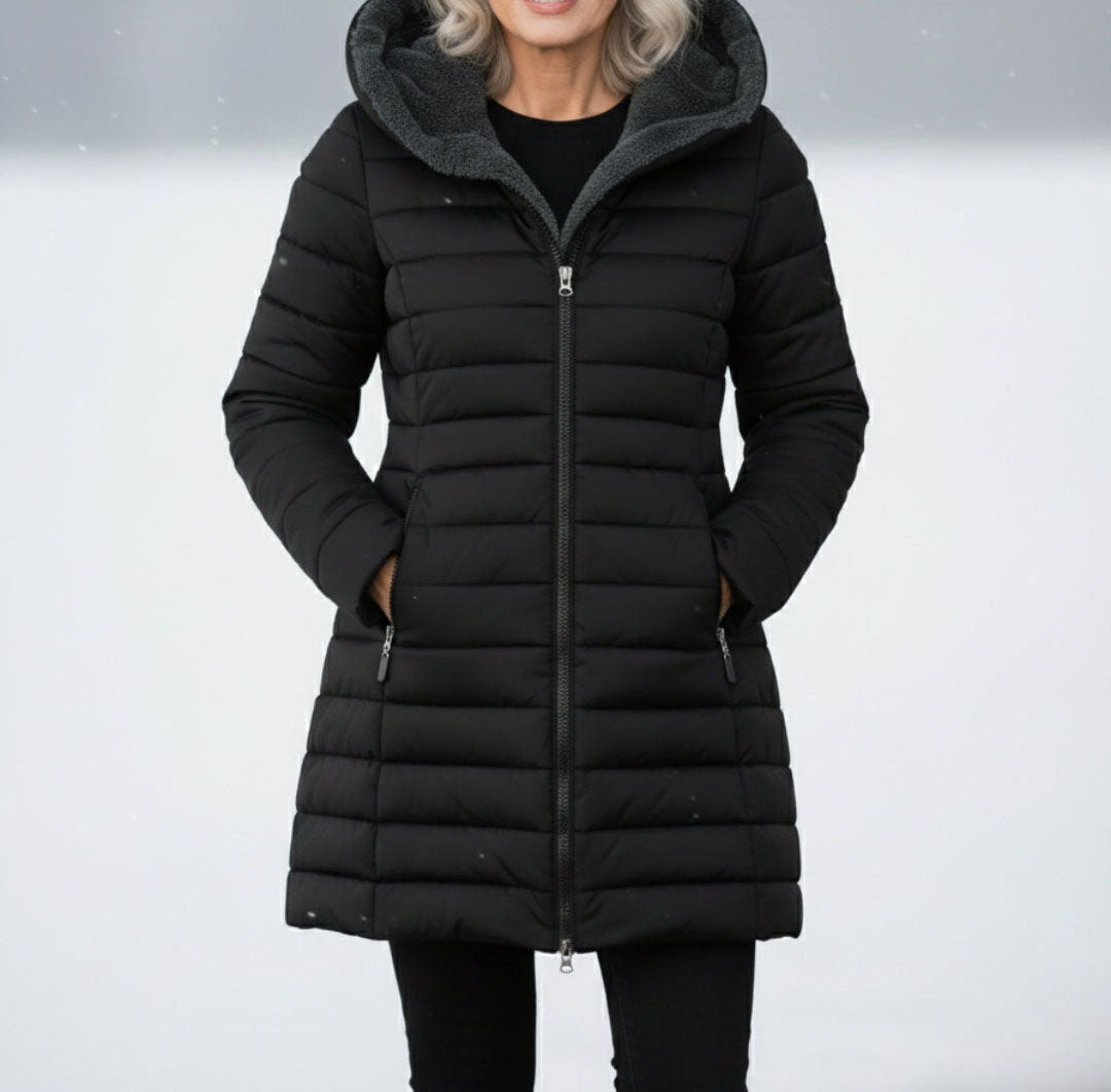 Victoria - Women's Quilted Puffer Coat with Fleece-Lined Hood