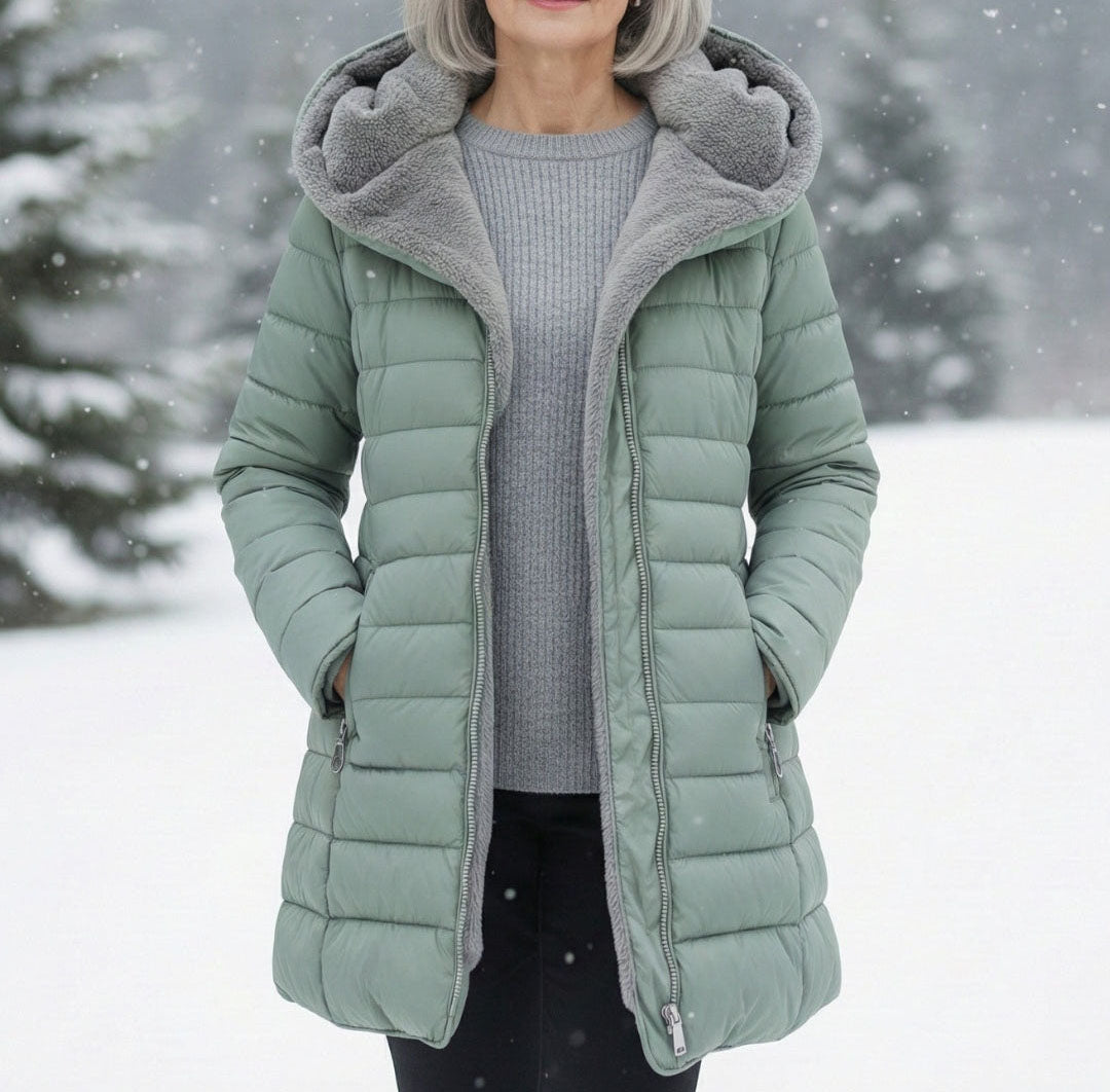 Victoria - Women's Quilted Puffer Coat with Fleece-Lined Hood