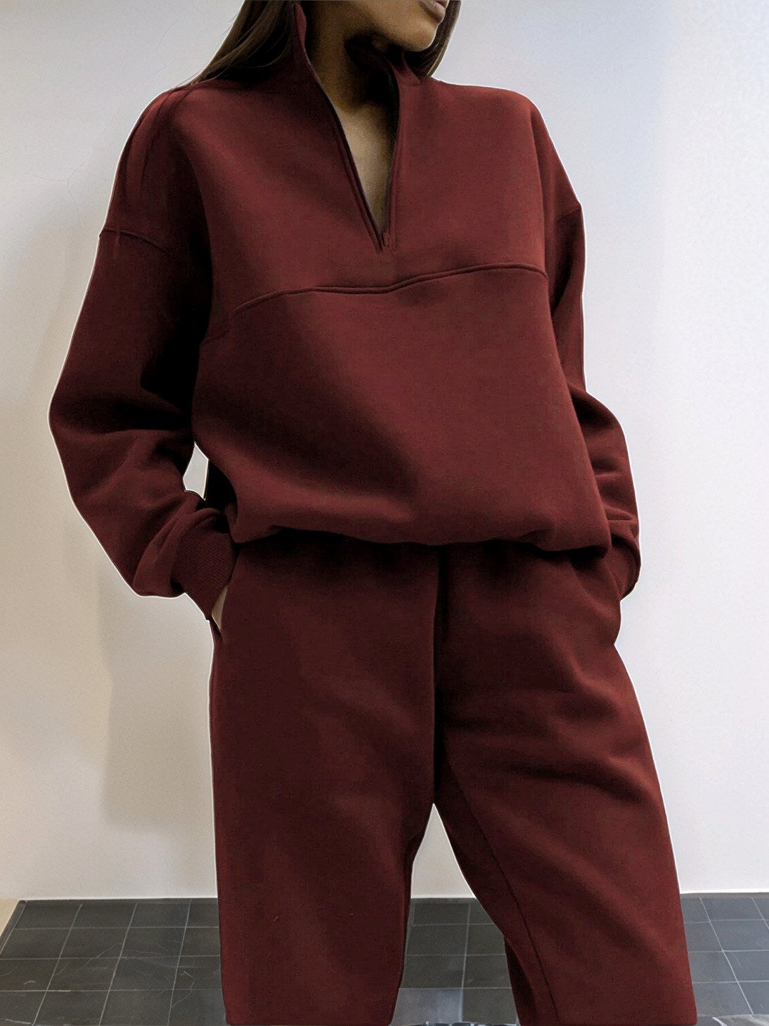 Victoria - Women's Half-Zip Relaxed Fit Matching Sets 4