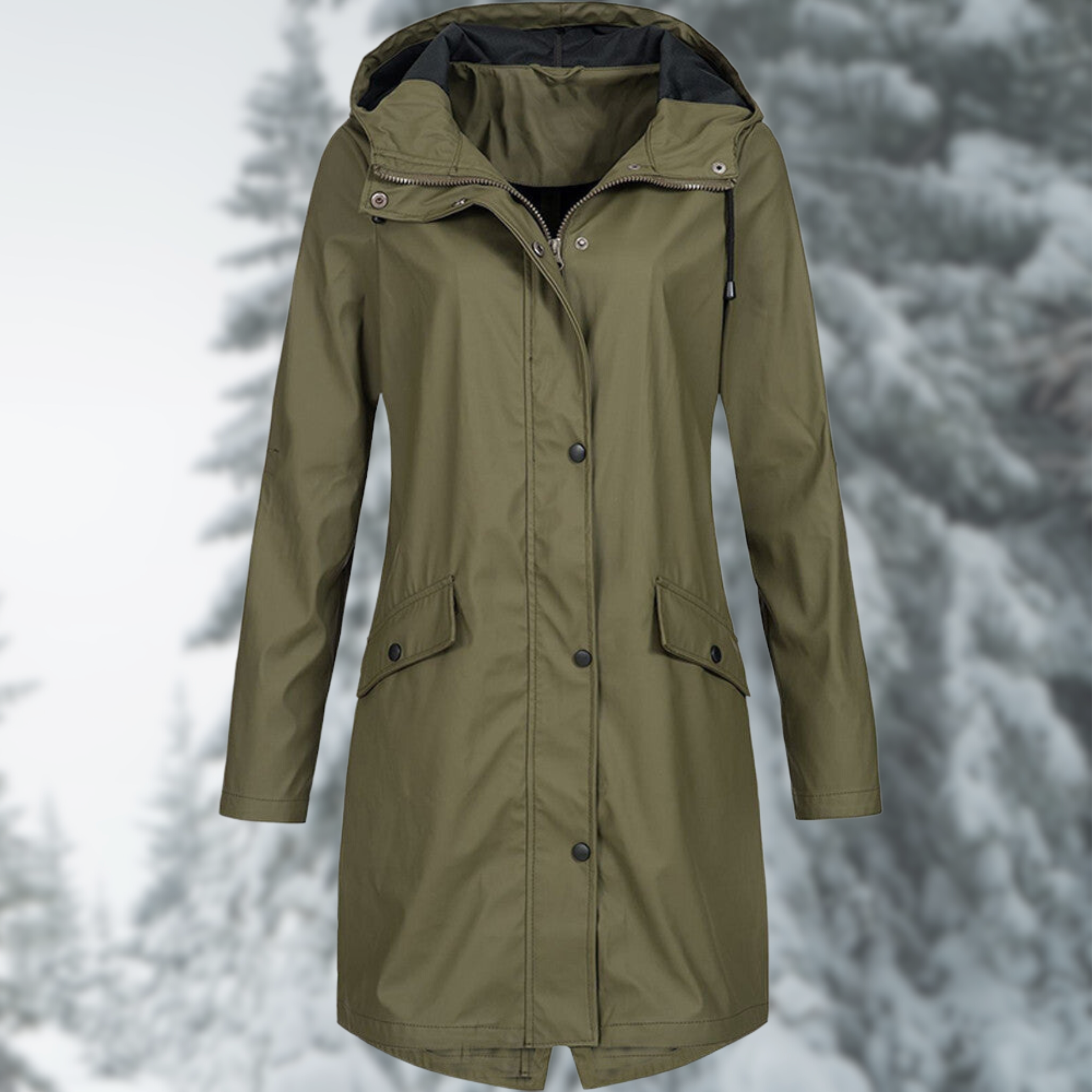 Violet - Women's Hooded Water-Resistant Long Raincoat