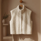 Violet - Women's Textured Knit Vest with Stand Collar
