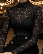 Violetta - Women's Lace Mock Neck Blouse