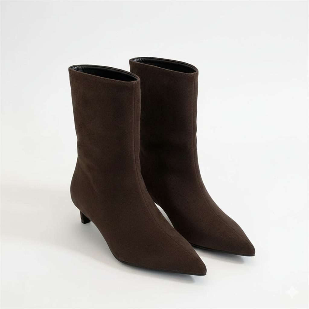 Violetta - Women's Suede Pointed-Toe Kitten Heel Booties