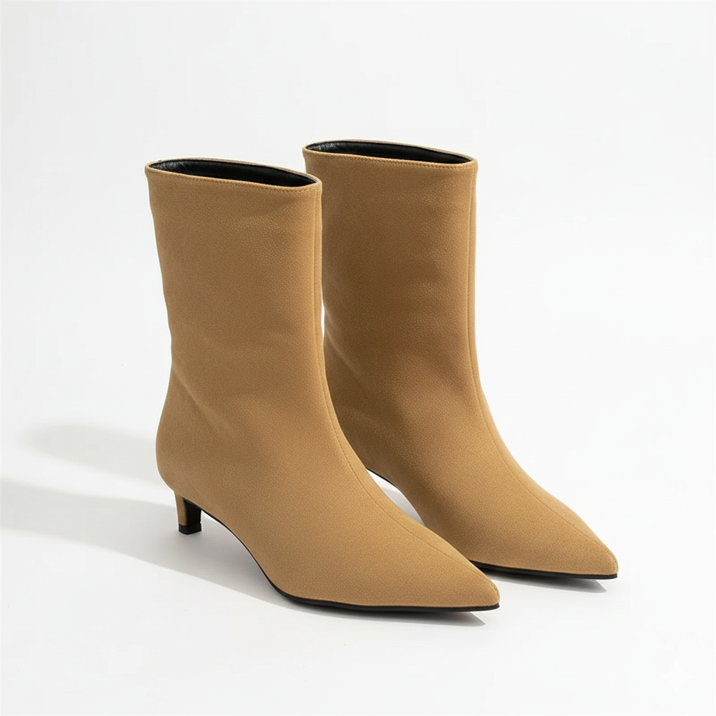 Violetta - Women's Suede Pointed-Toe Kitten Heel Booties