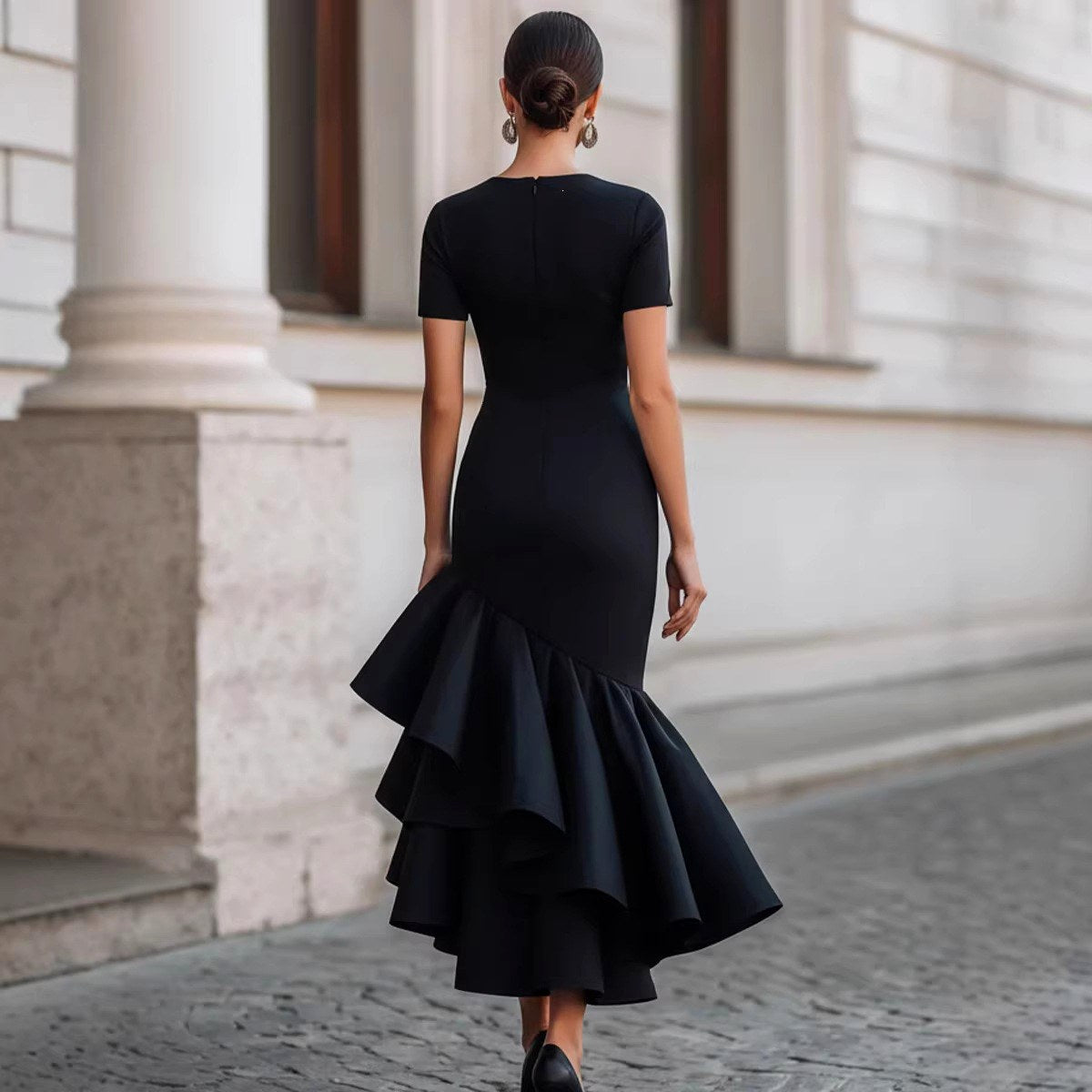 Vivian - Women's Elegant Mermaid Dress with Layered Hem 2
