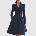 Vivienne - Women's Notch-Collar Coat Dress with Flared Skirt